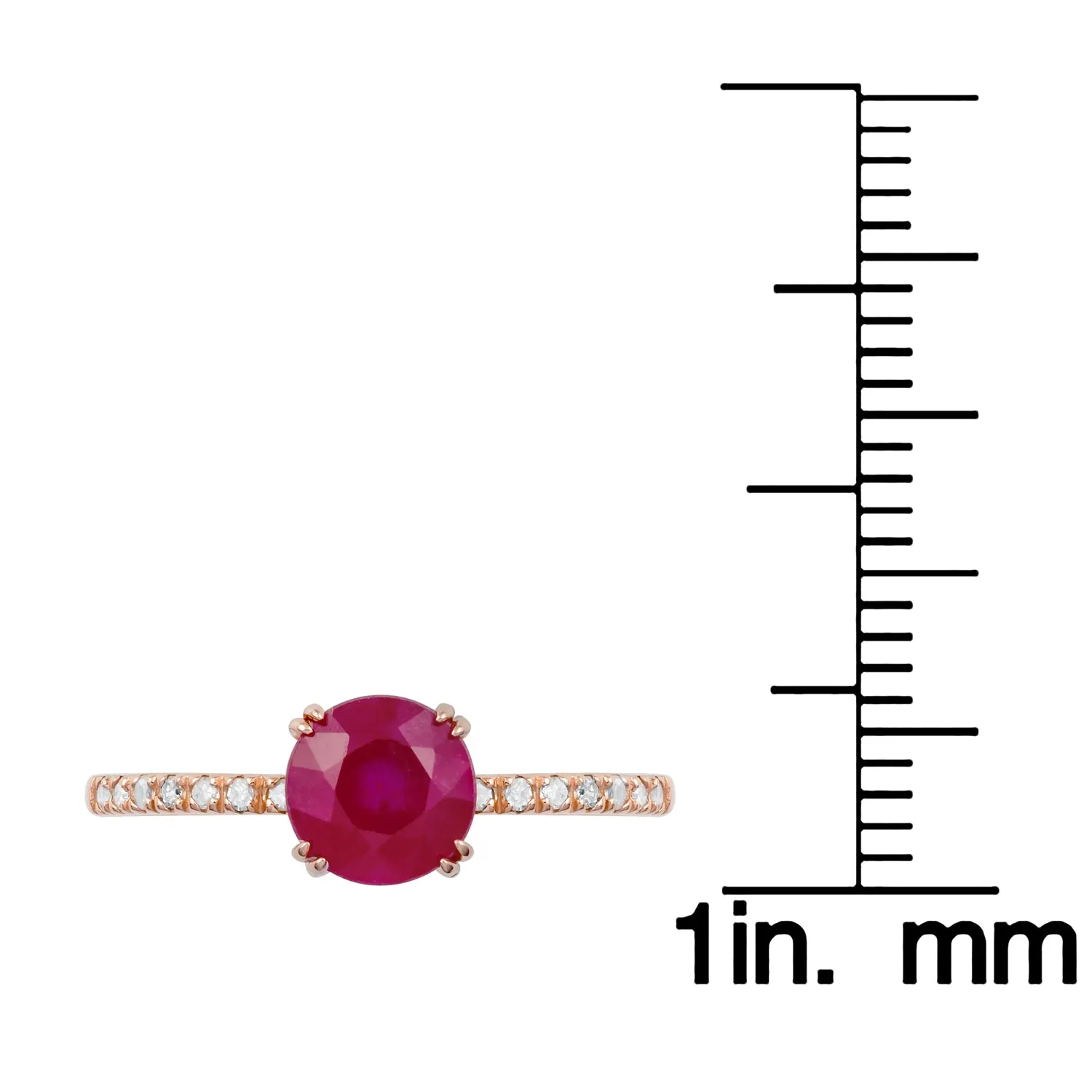 10k Rose Gold Genuine Round Ruby and Diamond Ring