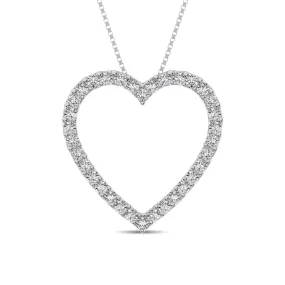 10K White Gold Diamond 1/2 Ct.Tw. Heart Pendant