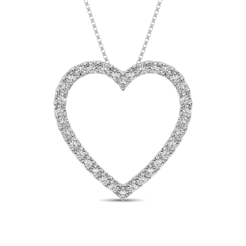 10K White Gold Diamond 1/2 Ct.Tw. Heart Pendant