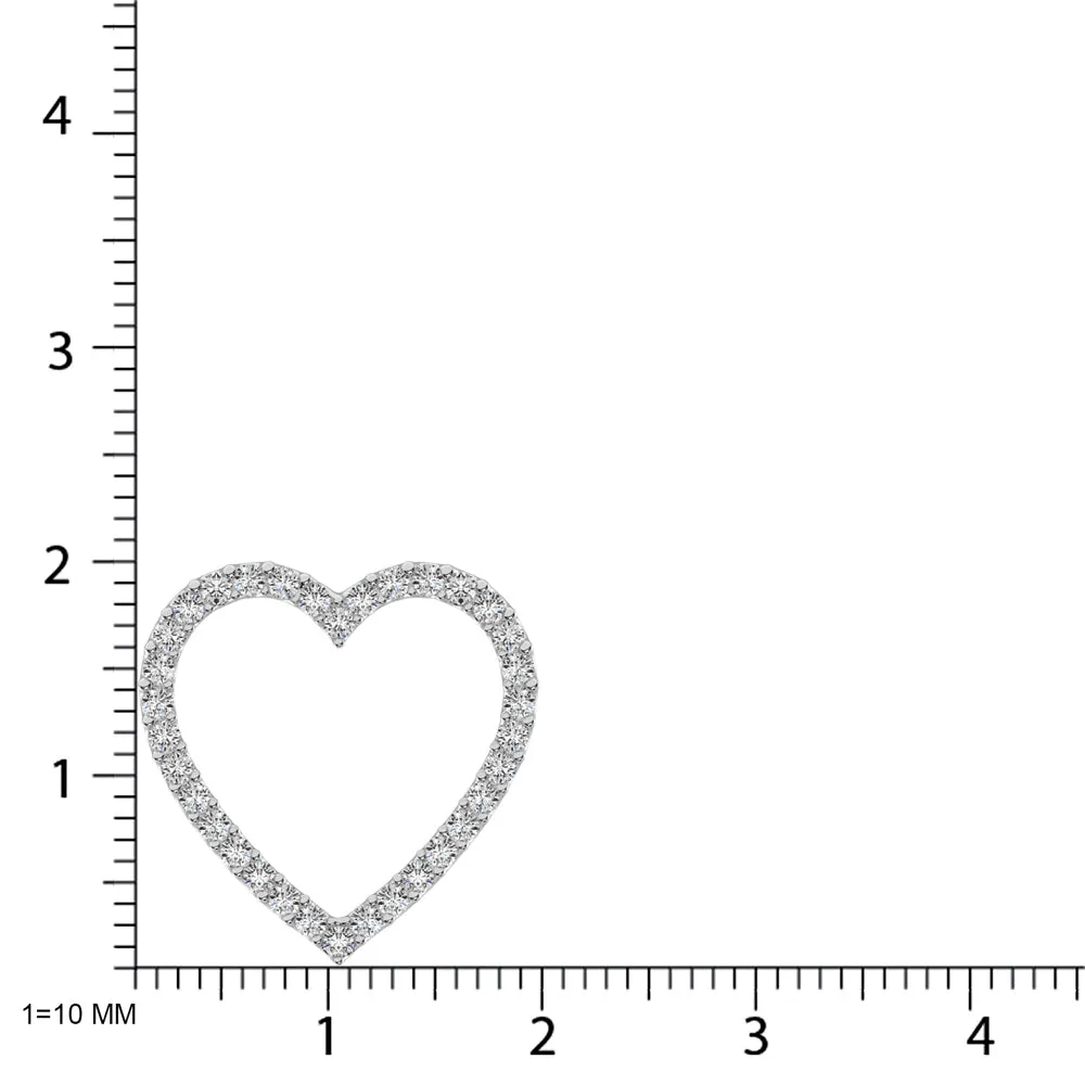 10K White Gold Diamond 1/2 Ct.Tw. Heart Pendant