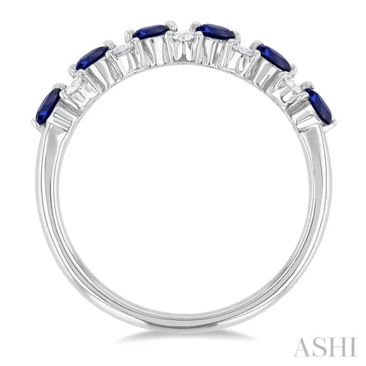 1/3 ctw Round Cut 2.7MM Sapphire and Diamond Precious Band in 14K White Gold