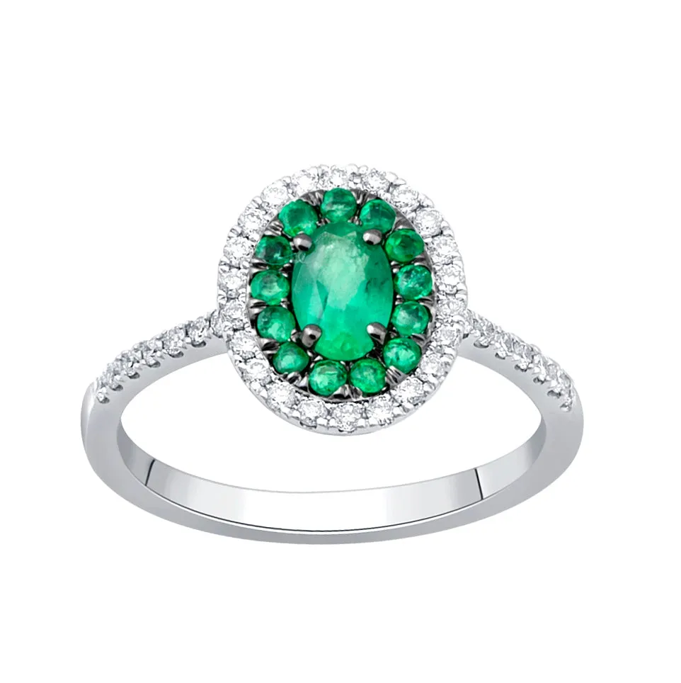 14K 0.28 CT Diamond & EMERALD RING