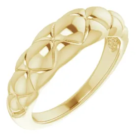 14K Yellow Gold Quilted Dome Ring