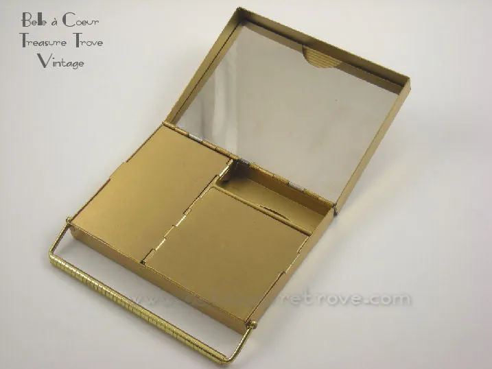 1950s Compact Purse Minaudière Volupté Gold & Black Faille Vintage UNUSED