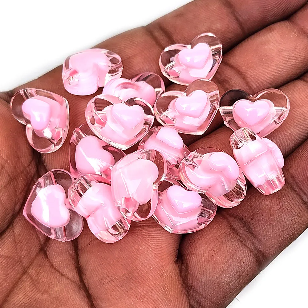 50 GRAMS PACK' SIZE' 14x17 MM' APPROX 39-42 PIECES' CRYSTALIZED HEART POP OUT ACRYLIC BEADS