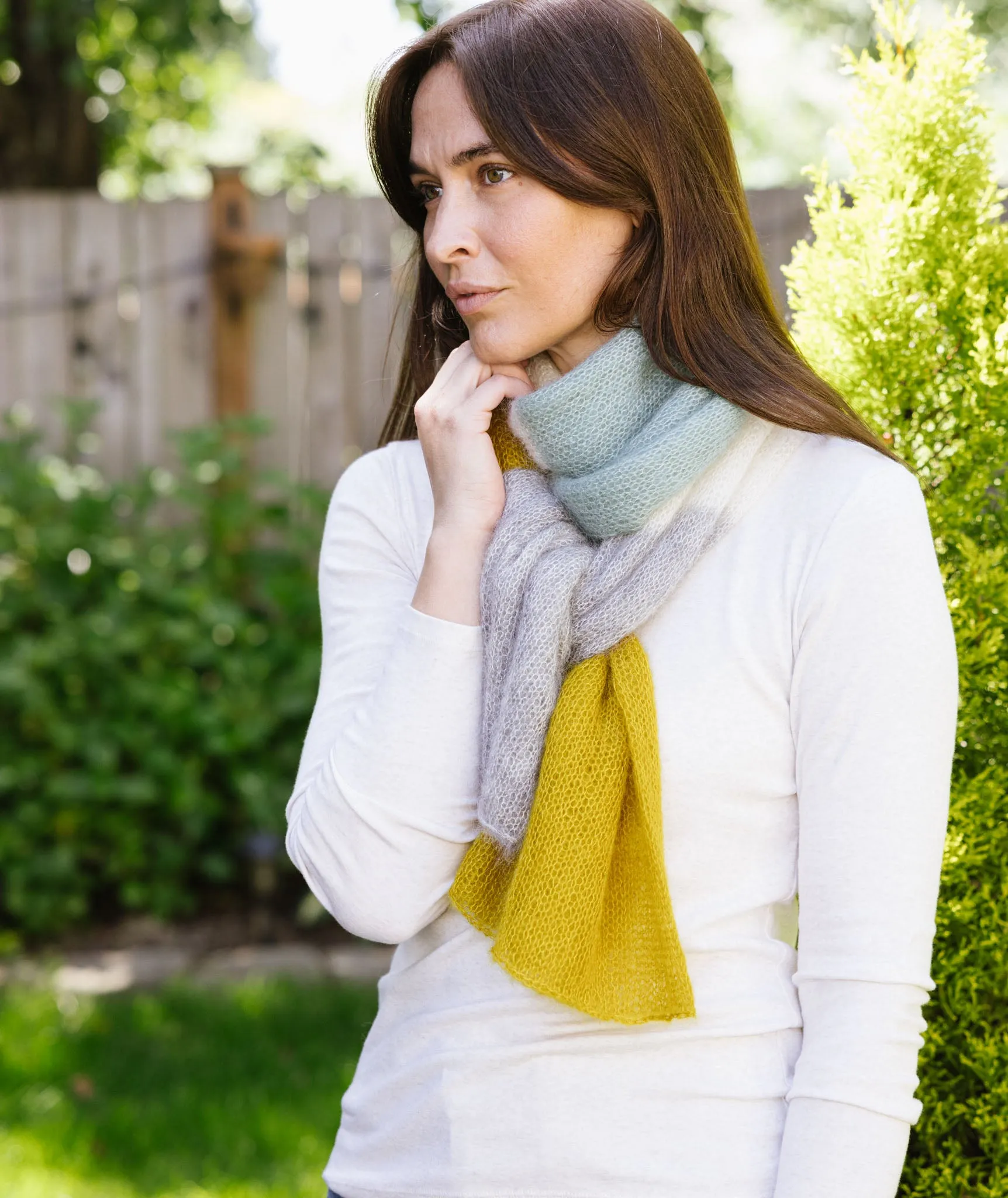 Alexandra's Airplane Scarf: Color-Blocked Version Using Isager Silk Mohair