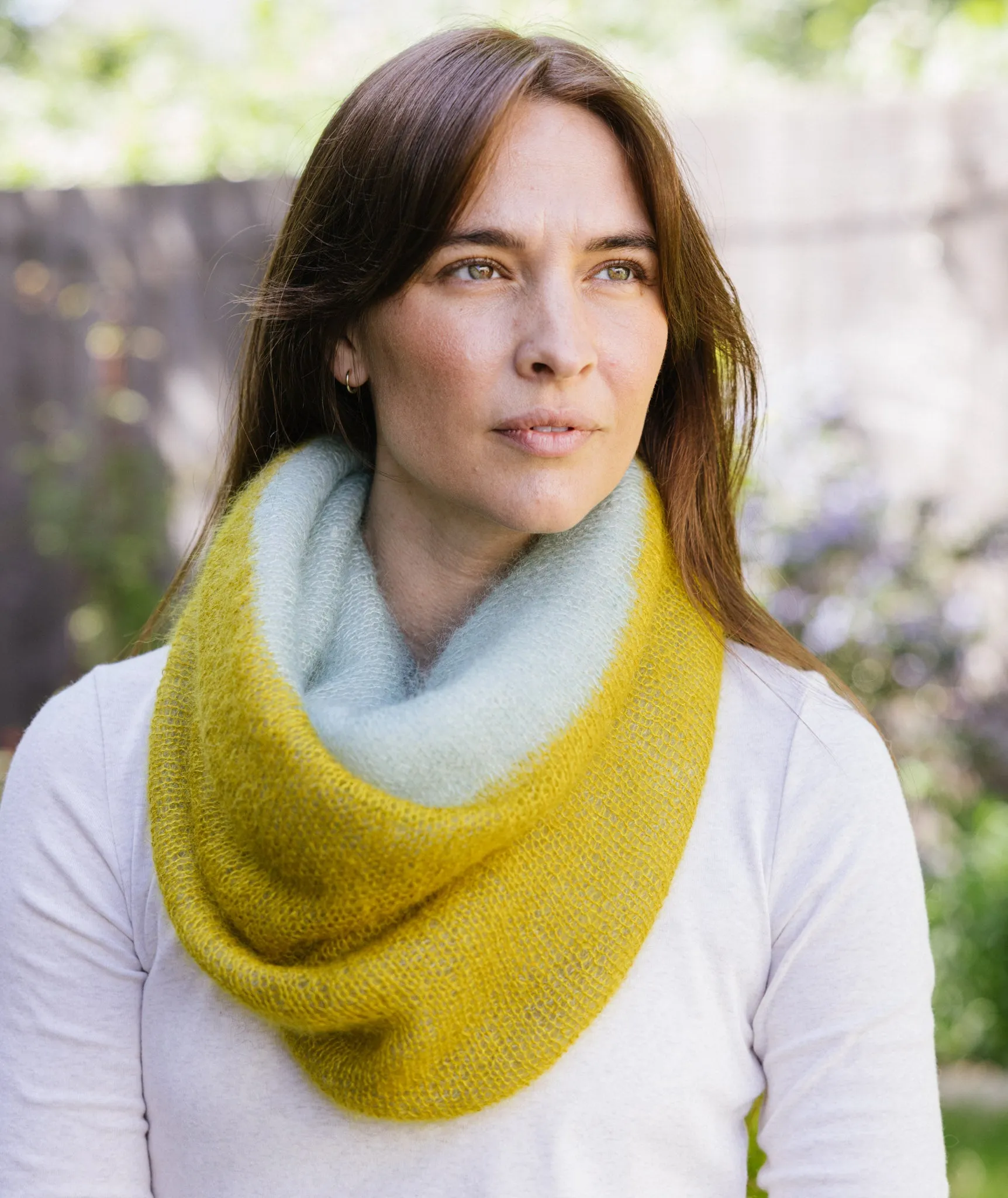 Alexandra's Airplane Scarf: Color-Blocked Version Using Isager Silk Mohair