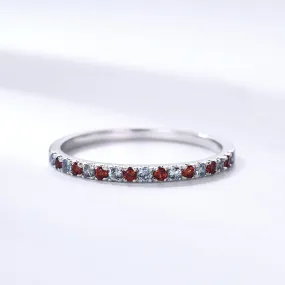 Alexandrite Garnet Wedding Band Half Eternity 1.5mm Stacking Ring for Women