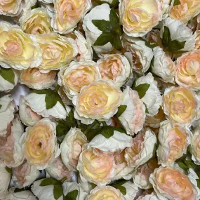 Artificial Flower Heads - Ivory Peach Rose Style 59 - 5 Pack