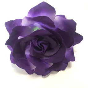 Artificial Silk Flower Head - Dark Purple Rose Style 127 - 1pc