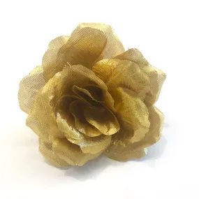 Artificial Silk Flower Head - Gold Metallic Rose Style 77 - 1pc