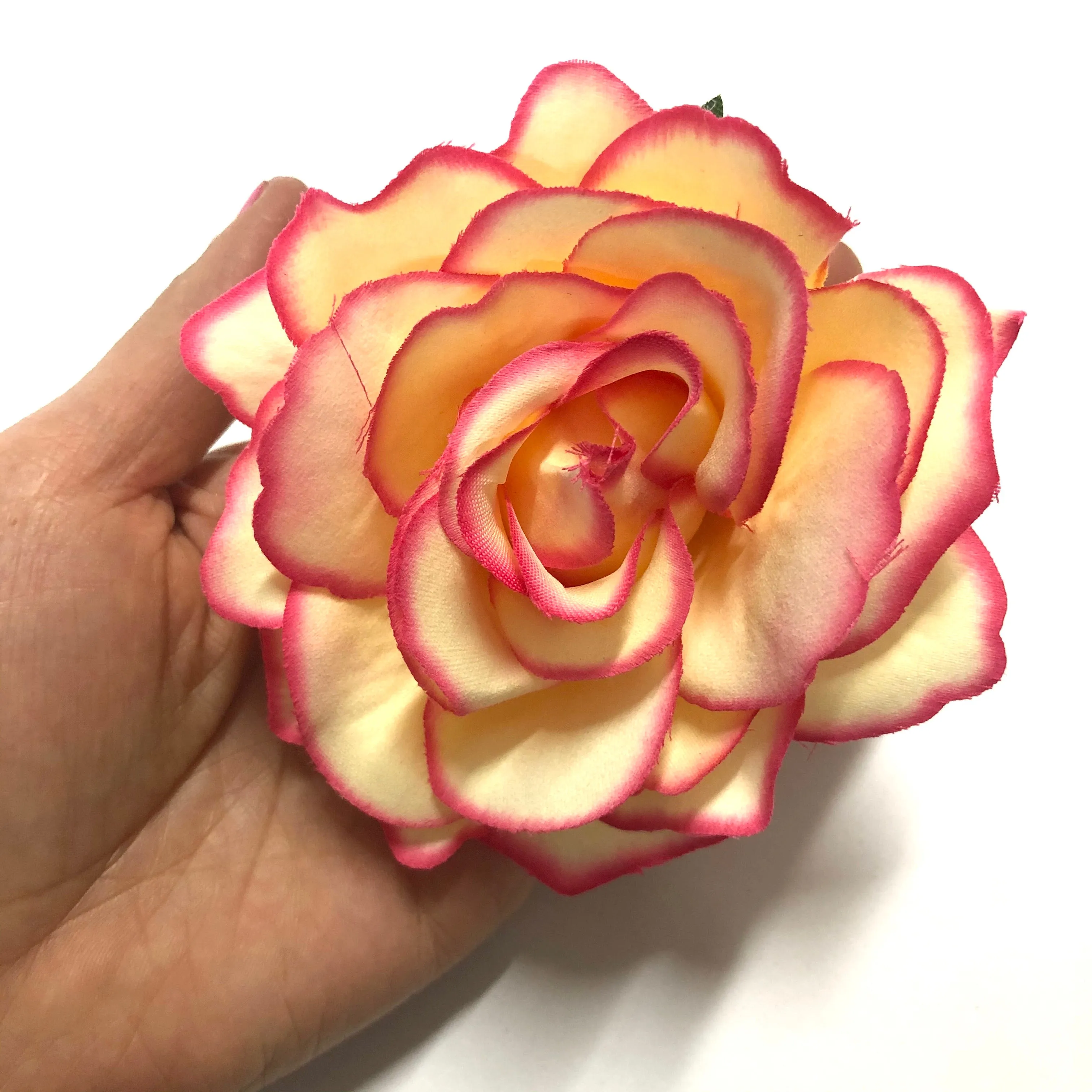 Artificial Silk Flower Head - Pink Custard Rose Style 128 - 1pc