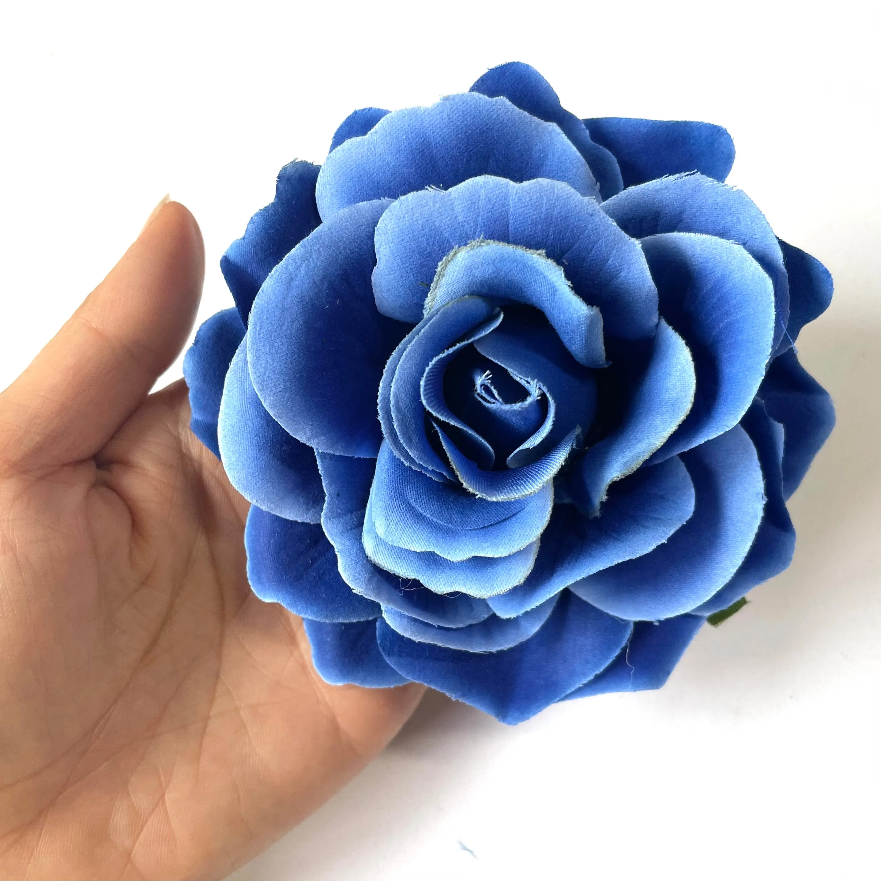 Artificial Silk Flower Head - Royal Blue Rose Style 80 - 1pc