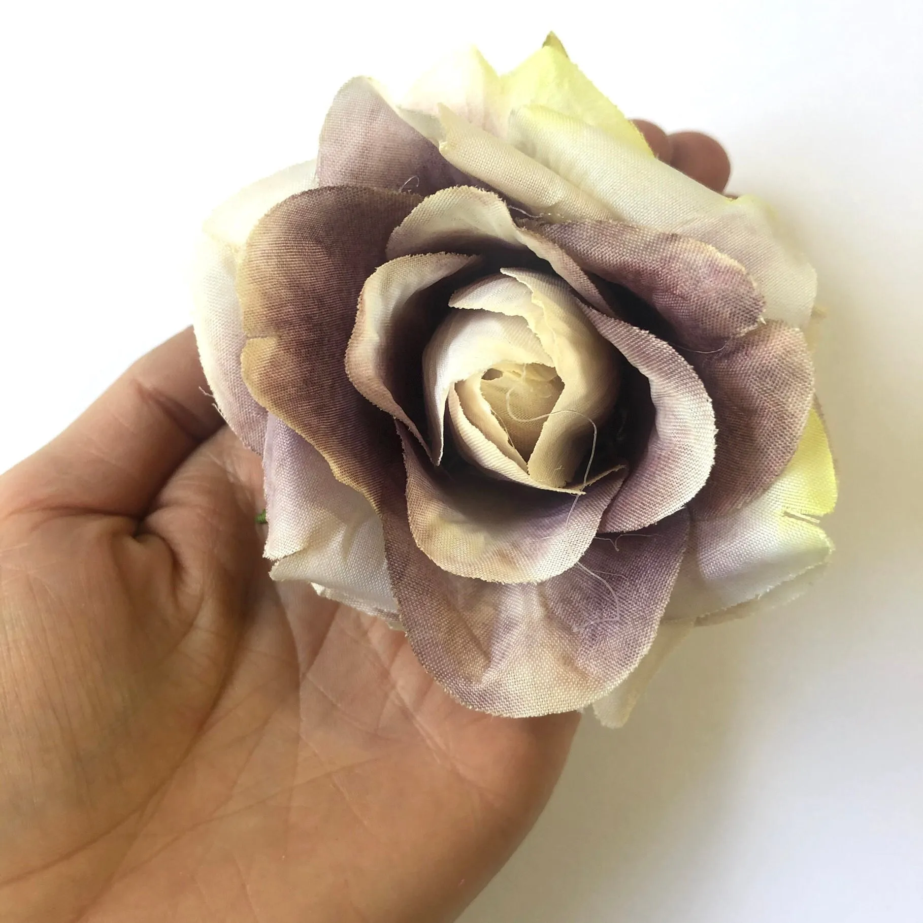 Artificial Silk Flower Head - Vintage Purple Rose Style 45 - 1pc