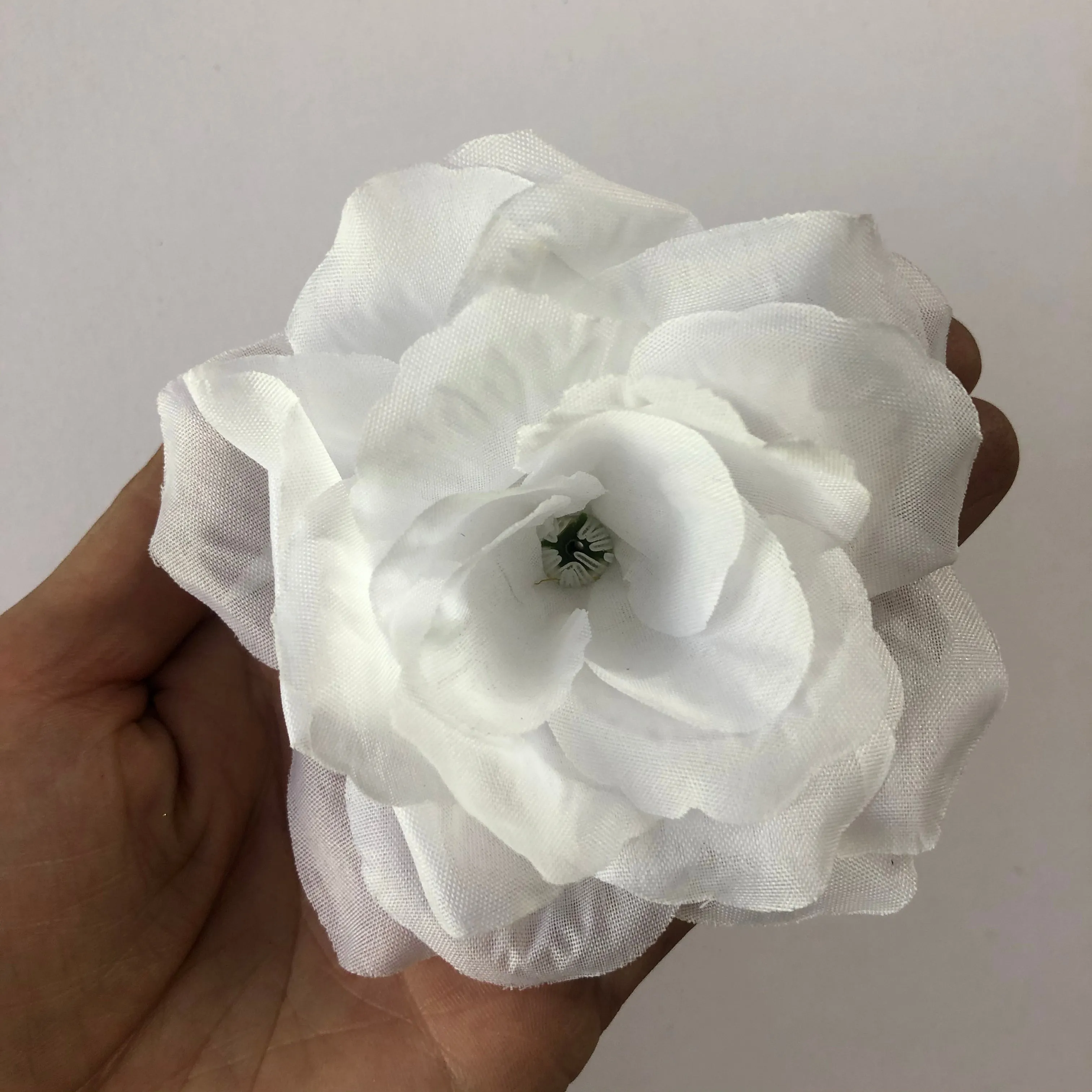 Artificial Silk Flower Head - White Rose Style 115 - 1pc