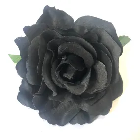 Artificial Silk Flower Heads - Black Rose Style 19 - 1pc