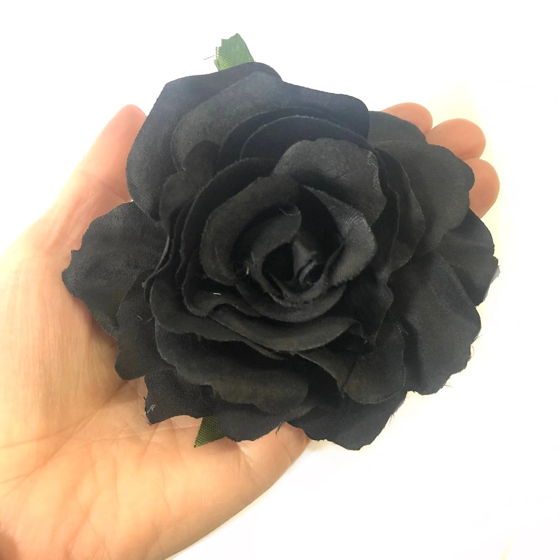 Artificial Silk Flower Heads - Black Rose Style 19 - 1pc