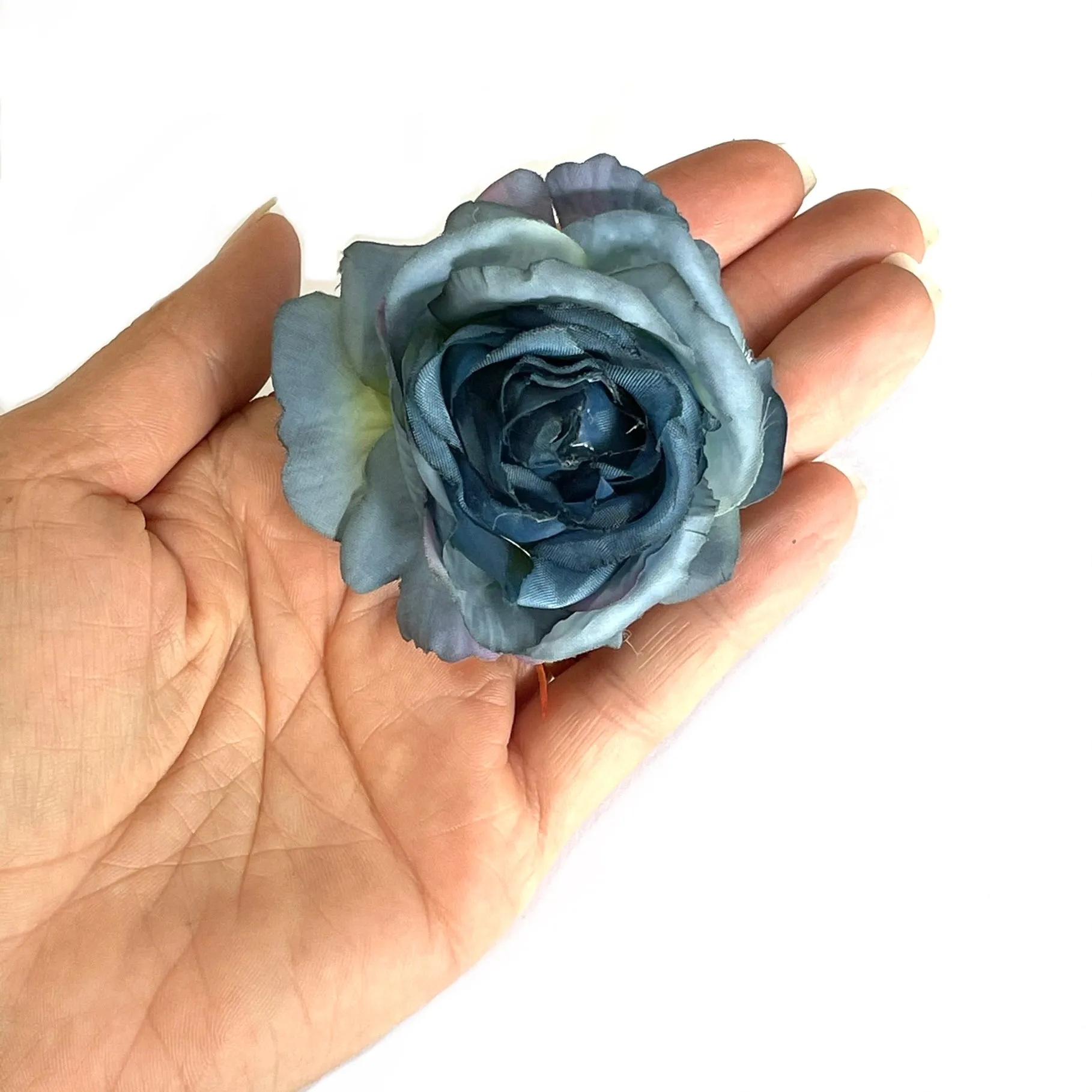 Artificial Silk Flower Heads - Blue Rose Style 81 - 1pc