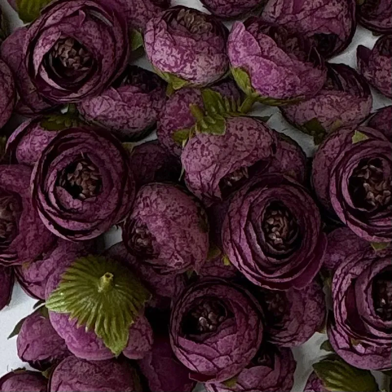 Artificial Silk Flower Heads - Eggplant Peony Style 92 - 5 Pack