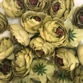 Artificial Silk Flower Heads - Olive Style 152 - 5 Pack