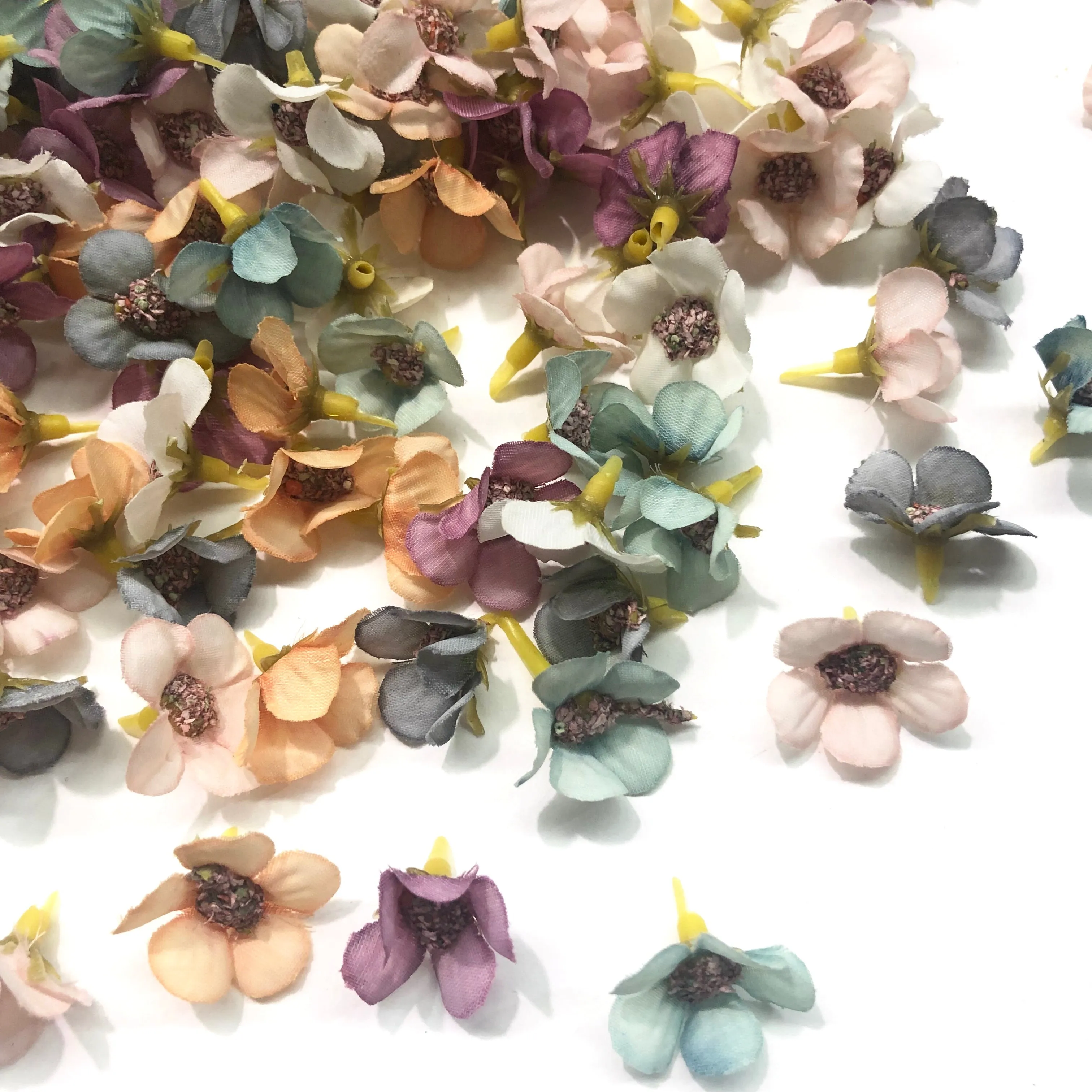 Artificial Silk Flower Heads - Pastel Blossom Assorted Style 17 - 50 Bulk Pack