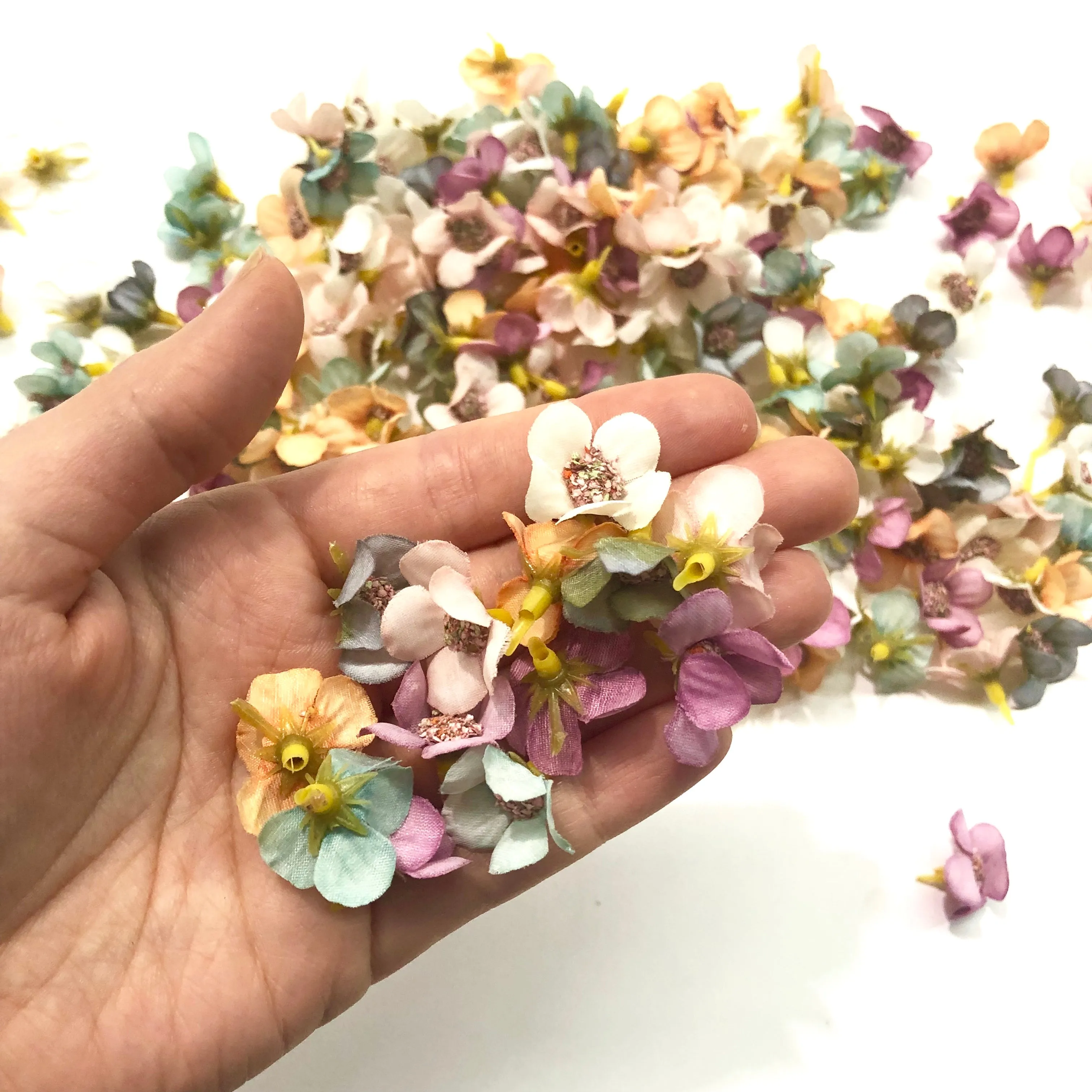 Artificial Silk Flower Heads - Pastel Blossom Assorted Style 17 - 50 Bulk Pack