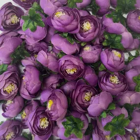 Artificial Silk Flower Heads - Purple Peony Style 72 - 5 Pack