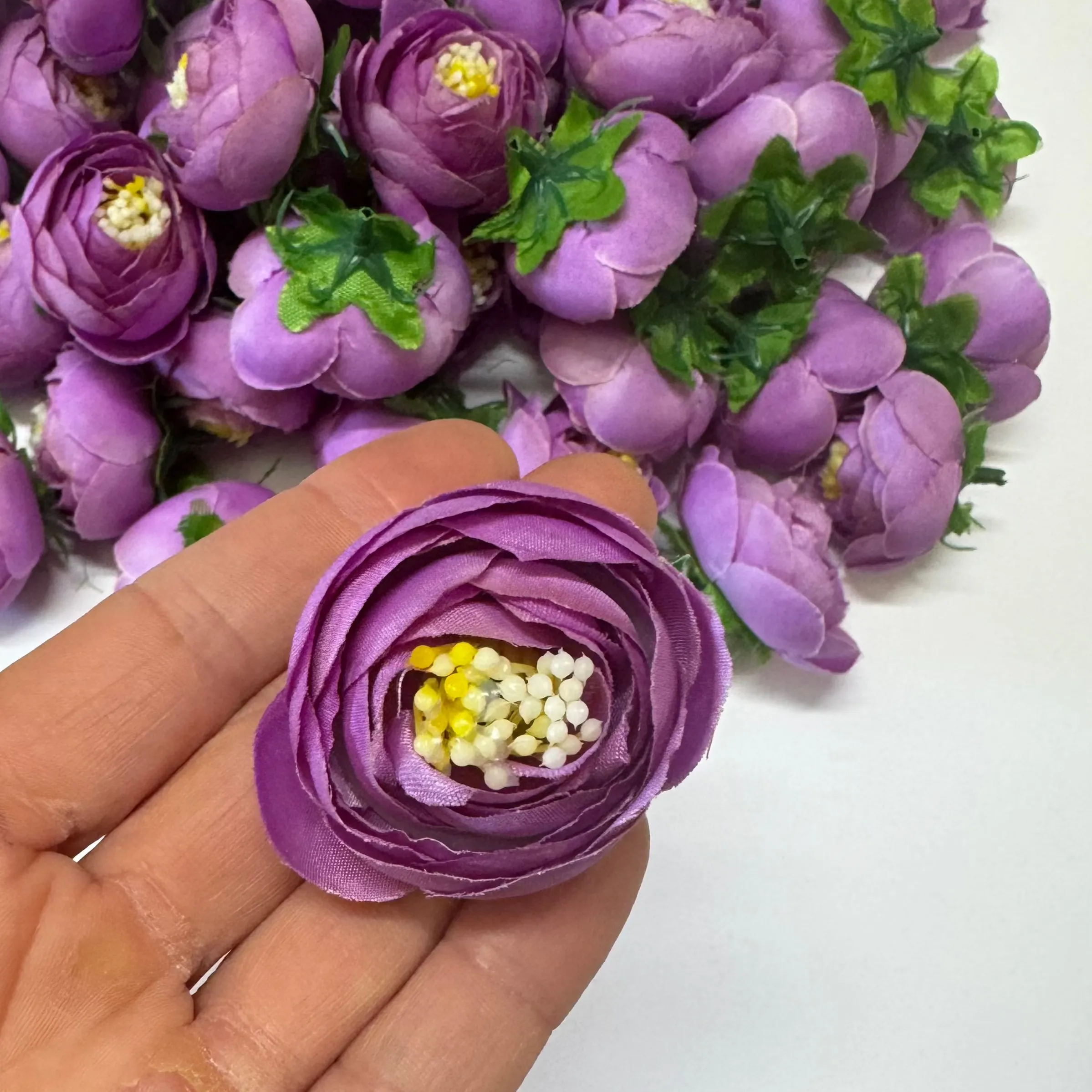 Artificial Silk Flower Heads - Purple Peony Style 72 - 5 Pack