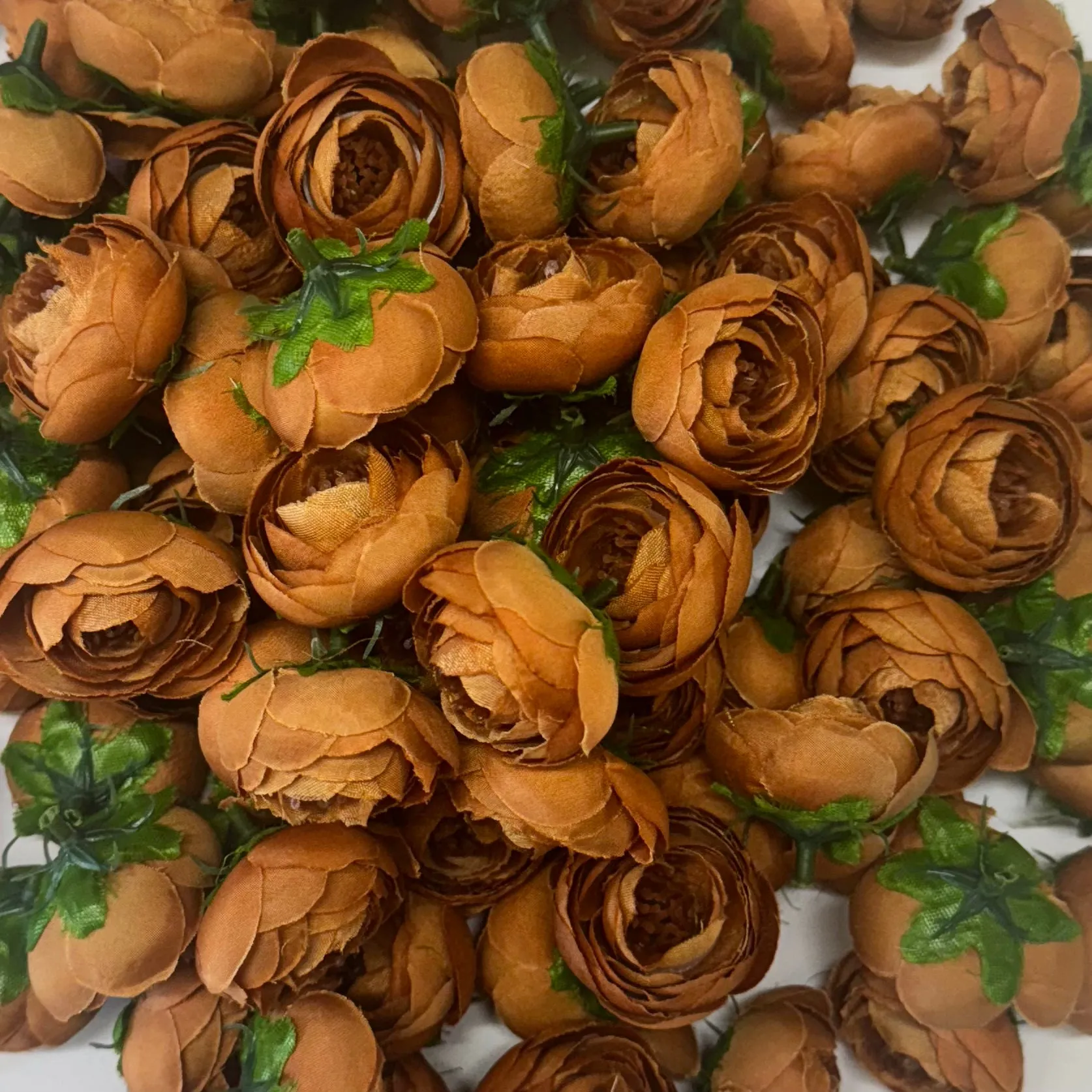 Artificial Silk Flower Heads - Tan Peony Style 52 - 5 Pack