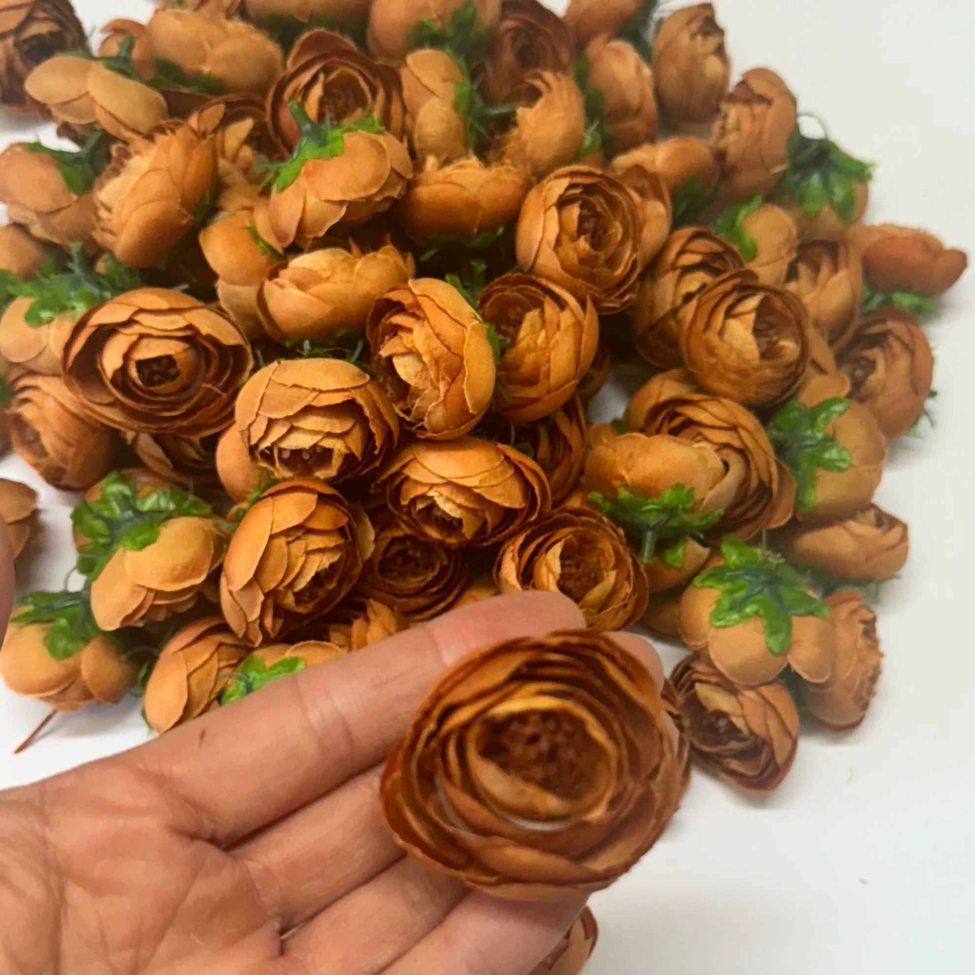 Artificial Silk Flower Heads - Tan Peony Style 52 - 5 Pack