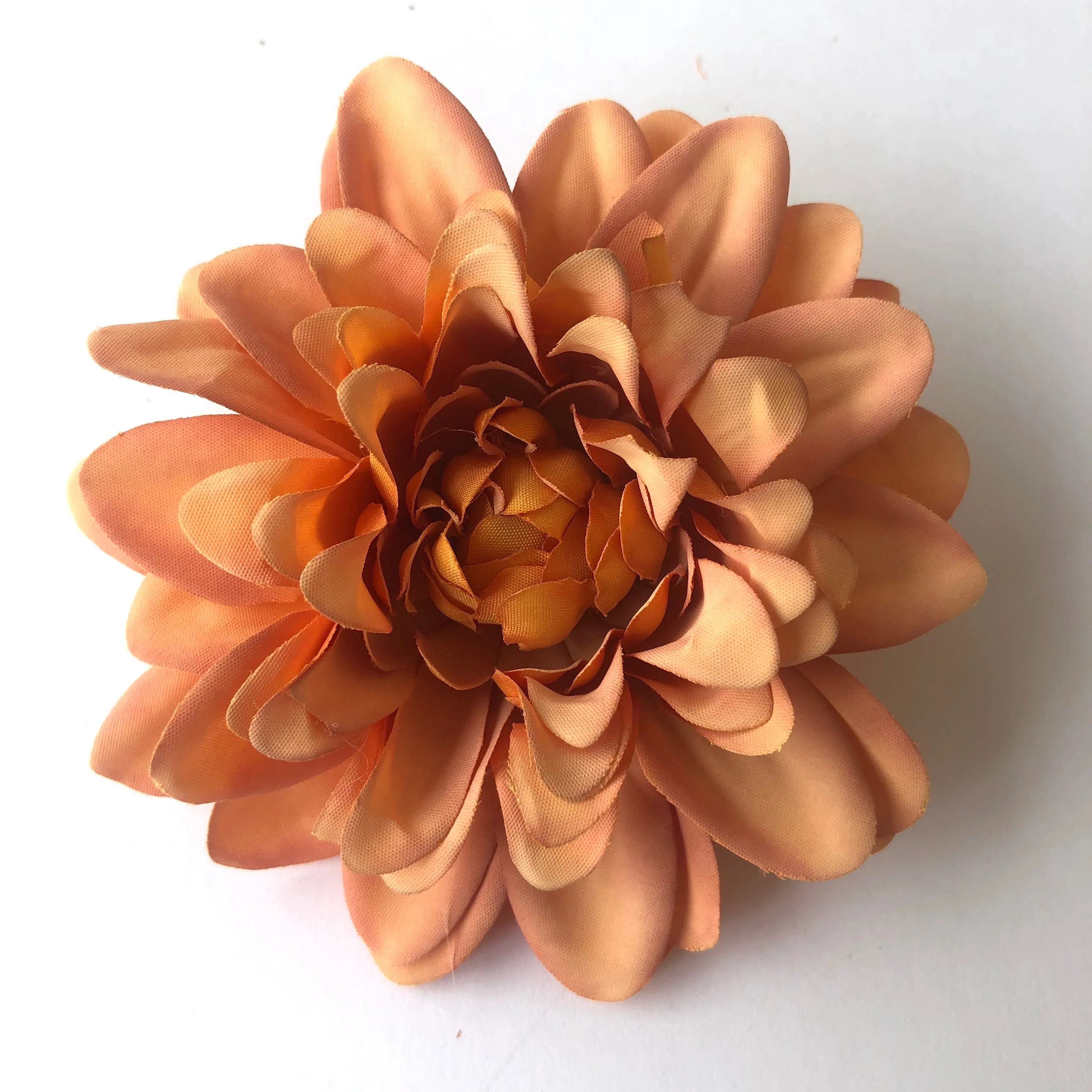 Artificial Silk Flower Heads - Vintage Orange Chrysanthemum Style 15 - 1pc