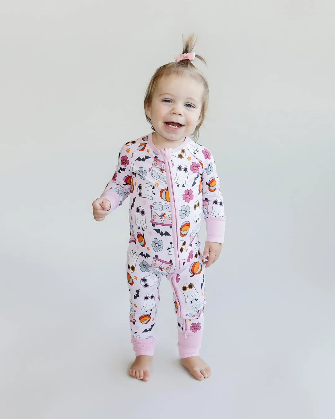 Bamboo Zip Romper | Retro Ghost