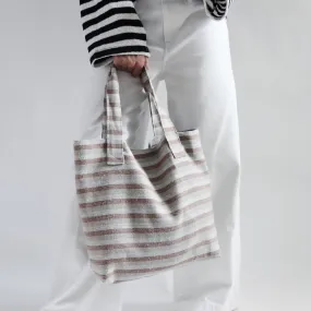 Beach Bag, Striped Woven Tote