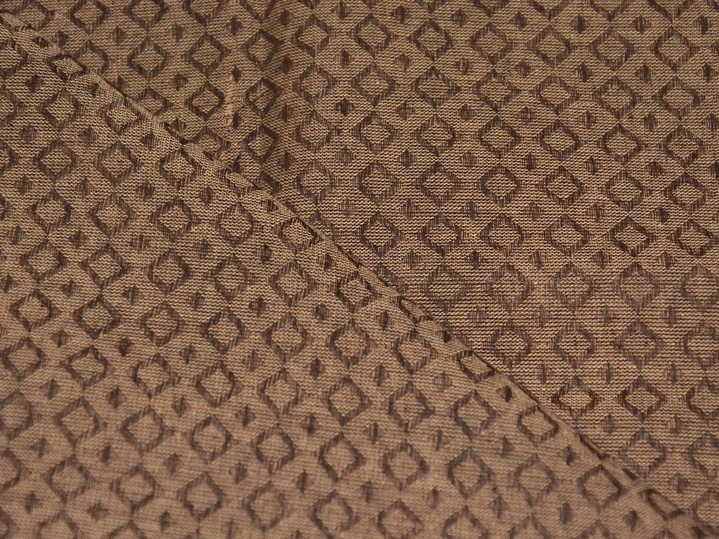 Beige Brown Geometric Cotton Jacquard Fabric