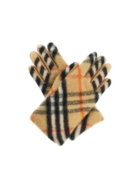 Check Wool Leather Gloves