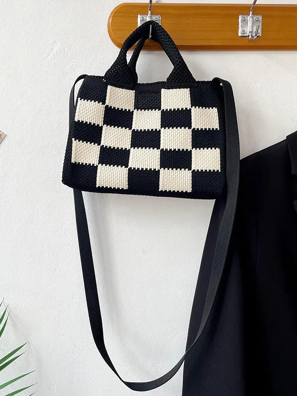 Checkerboard Woven Handbag Crossbody Bags