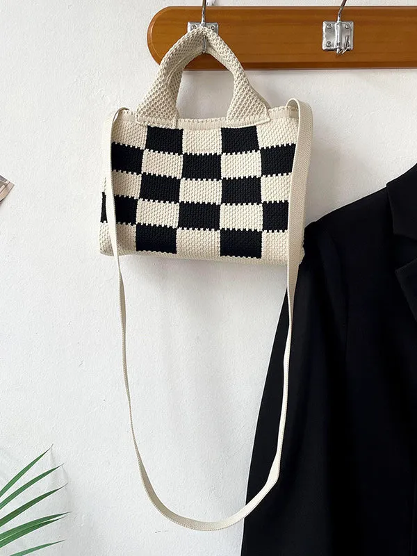 Checkerboard Woven Handbag Crossbody Bags