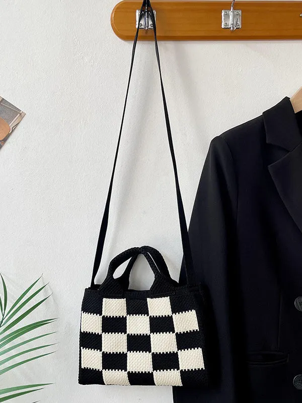 Checkerboard Woven Handbag Crossbody Bags