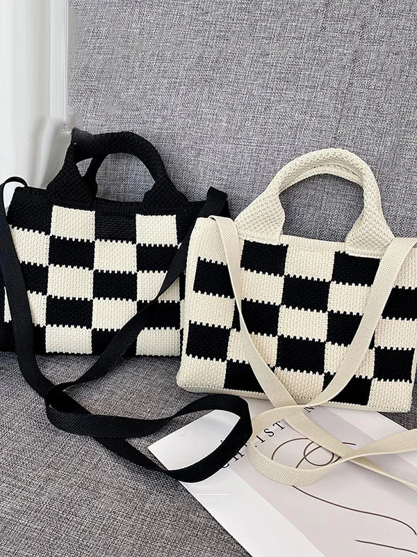 Checkerboard Woven Handbag Crossbody Bags