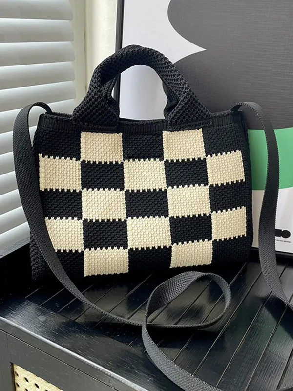 Checkerboard Woven Handbag Crossbody Bags