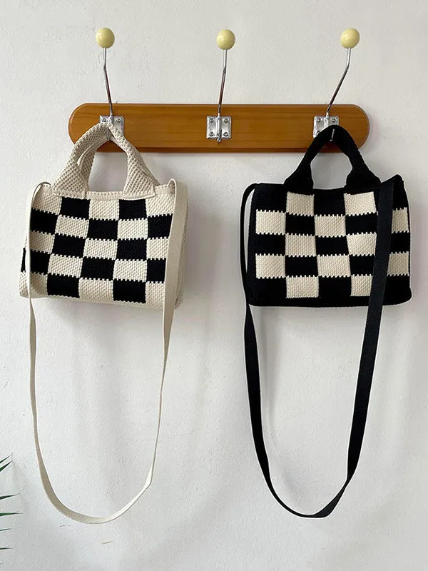 Checkerboard Woven Handbag Crossbody Bags