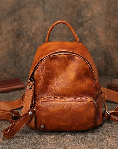 Classic Leather Rucksack Womens Compact Leather Backpack Bag Ladies Backpack Purses