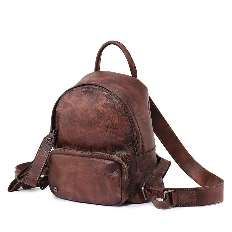 Classic Leather Rucksack Womens Compact Leather Backpack Bag Ladies Backpack Purses