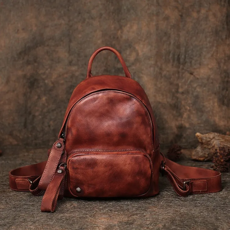 Classic Leather Rucksack Womens Compact Leather Backpack Bag Ladies Backpack Purses