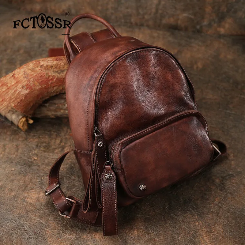 Classic Leather Rucksack Womens Compact Leather Backpack Bag Ladies Backpack Purses