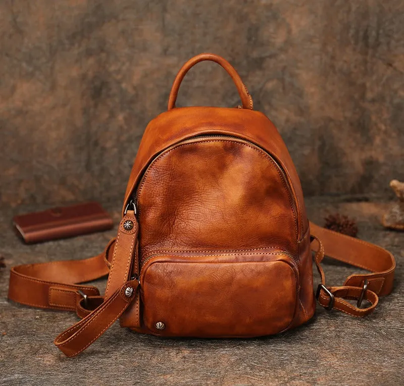 Classic Leather Rucksack Womens Compact Leather Backpack Bag Ladies Backpack Purses