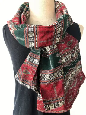 Cotton Ikat Scarf - Handwoven in traditional design