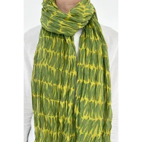 Cotton Scarf: Green Abstract Lines