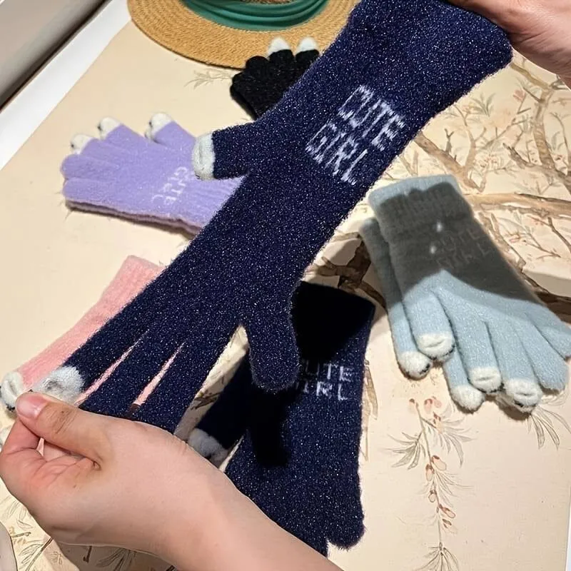 Cute Wool Knitted Gloves