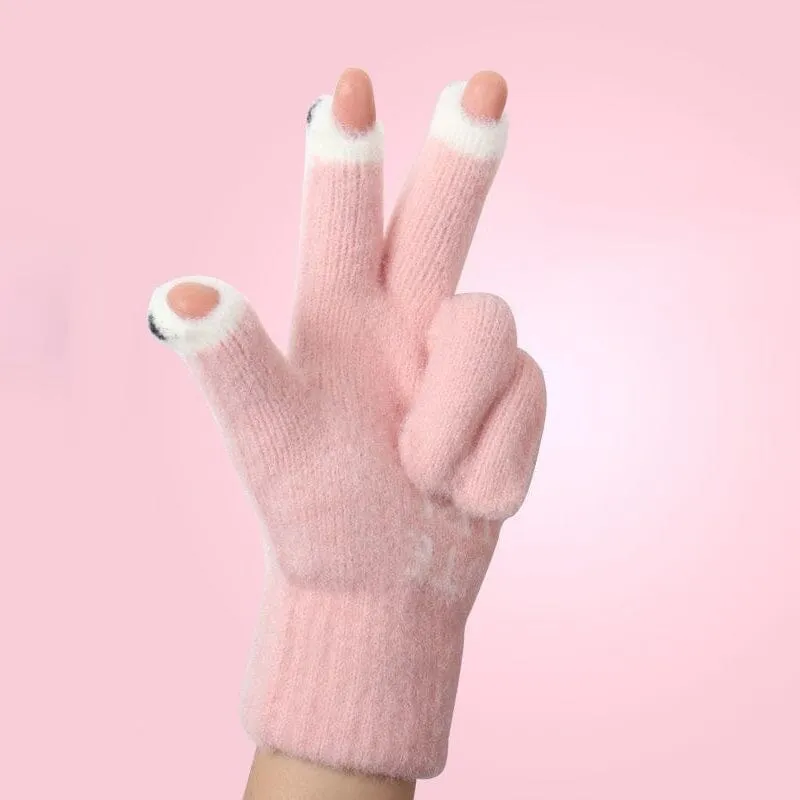 Cute Wool Knitted Gloves